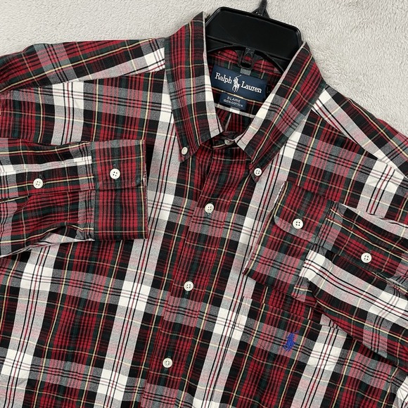 Ralph Lauren Other - Ralph Lauren Shirt Mens Large Red Plaid Oxford Cotton Button Down Western Rodeo